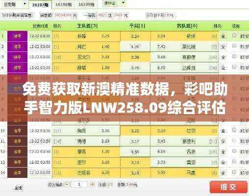 免费获取新澳精准数据,彩吧助手智力版LNW258.09综合评估解析