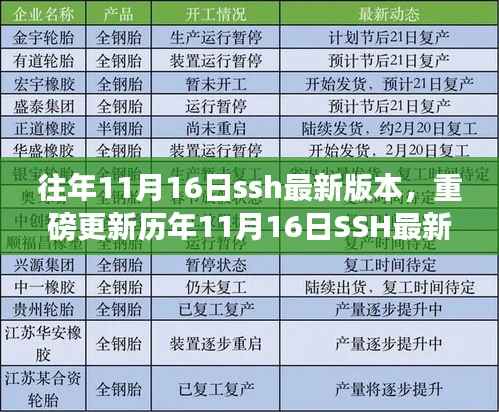 历年11月16日SSH版本重磅更新,演变、实用指南与精彩回顾
